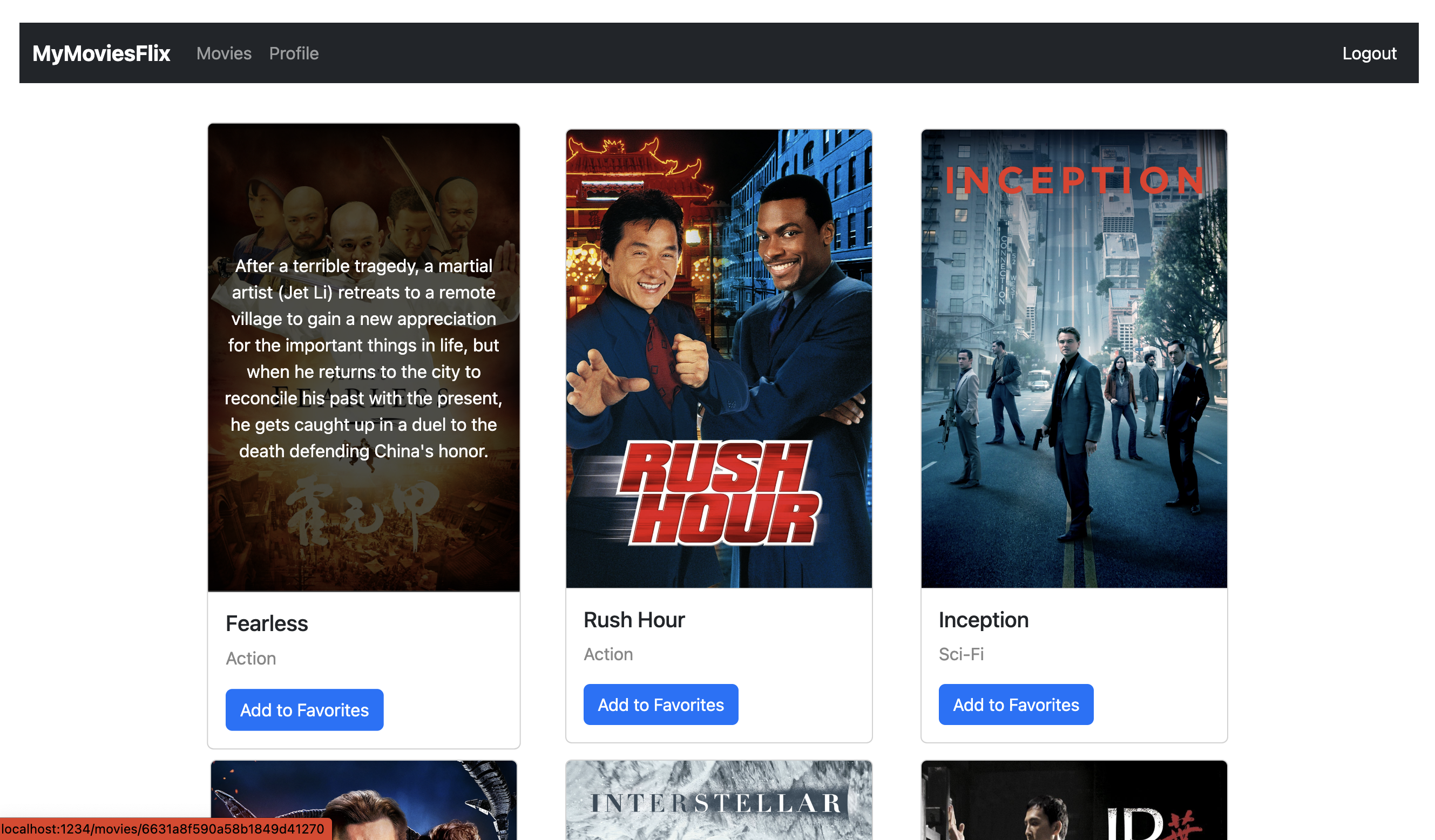 MyFlix Client: React Screenshot